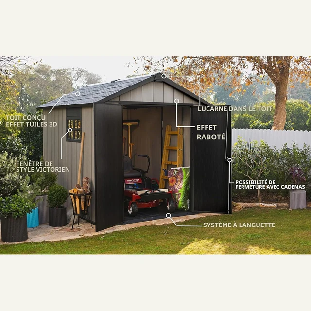 Vue principale de Abri de jardin Keter Oakland 6 m², parois effet bois peignables