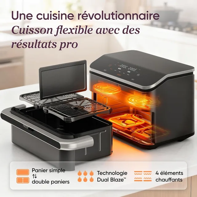 Vue principale de Cosori TwinFry 10 L, Friteuse sans huile double zone modulable
