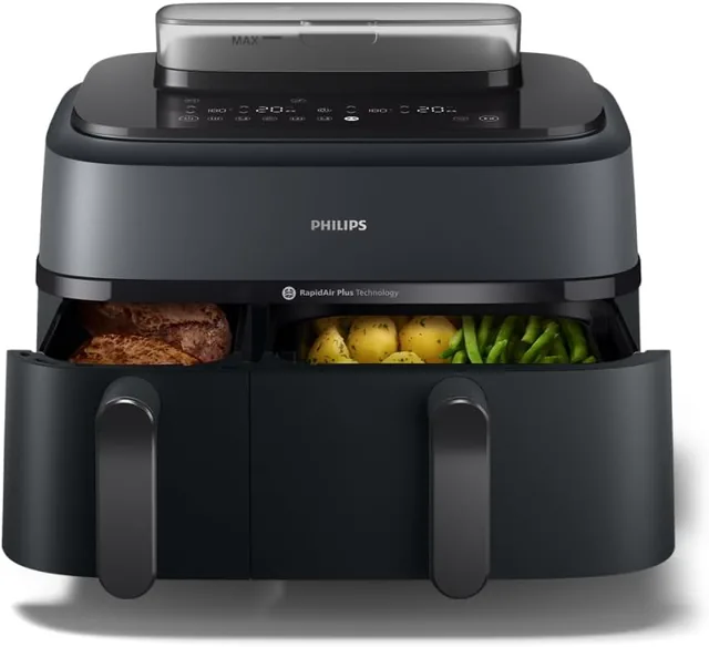Vue principale de Philips Airfryer Série 5000, Double panier 9 L avec vapeur