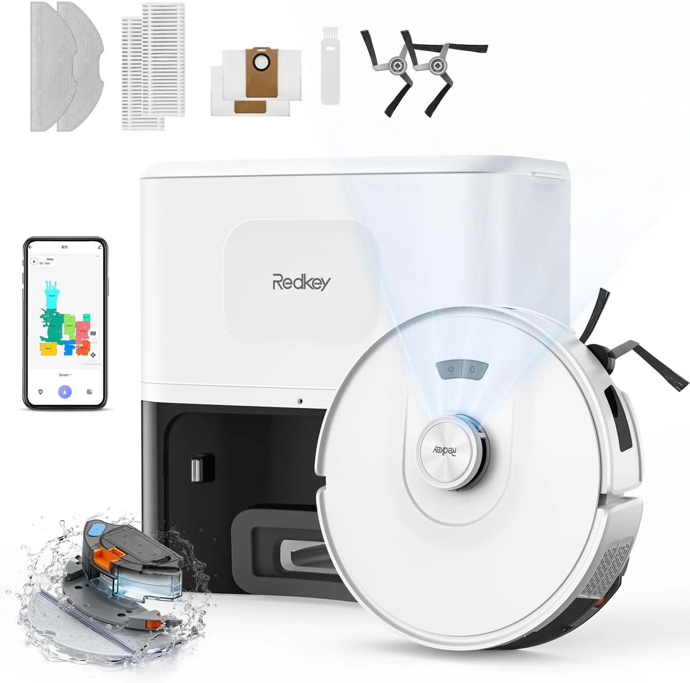 Redkey D8, robot aspirateur avec vidage automatique : vue principale